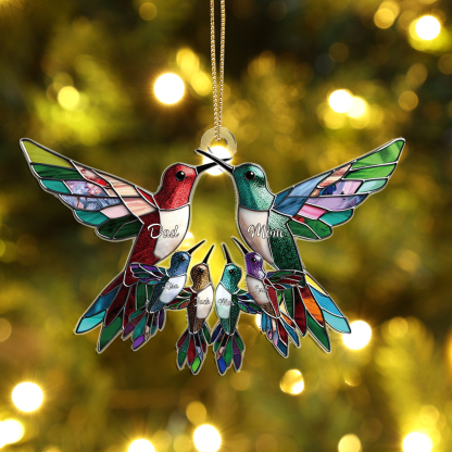 Personalised Hummingbird Family Christmas Ornament with Custom 2-6 Names Family Christmas Gift | Jessemade