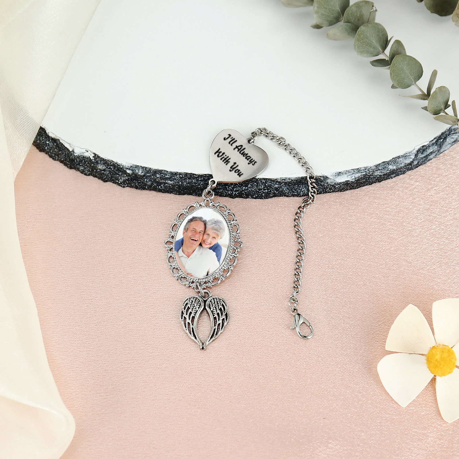 Personalised Memorial Ornament with Custom Photo & Name Stainless Steel Ornament for Family | Jessemade