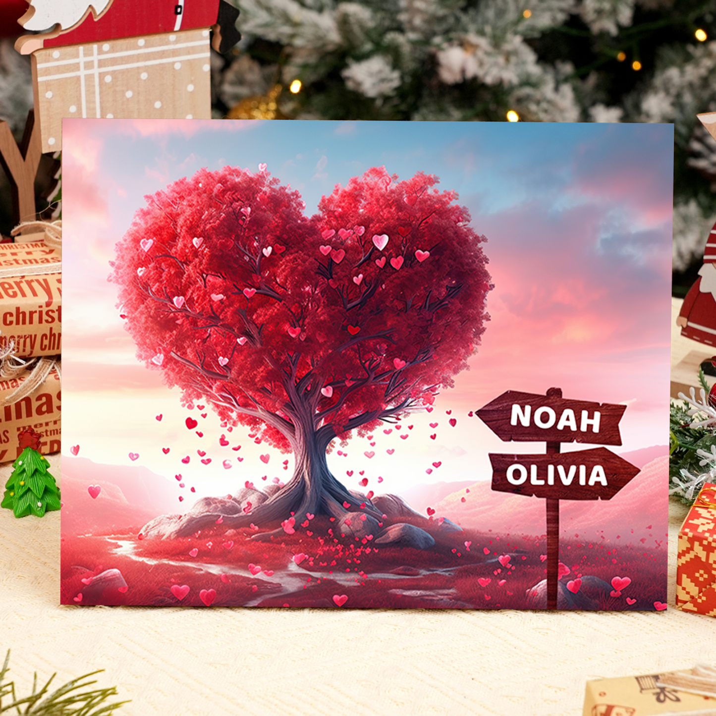 Personalised Cherry Tree Wooden Plaque Customized 2-5 Names Home Decoration Gift for Family | Jessemade