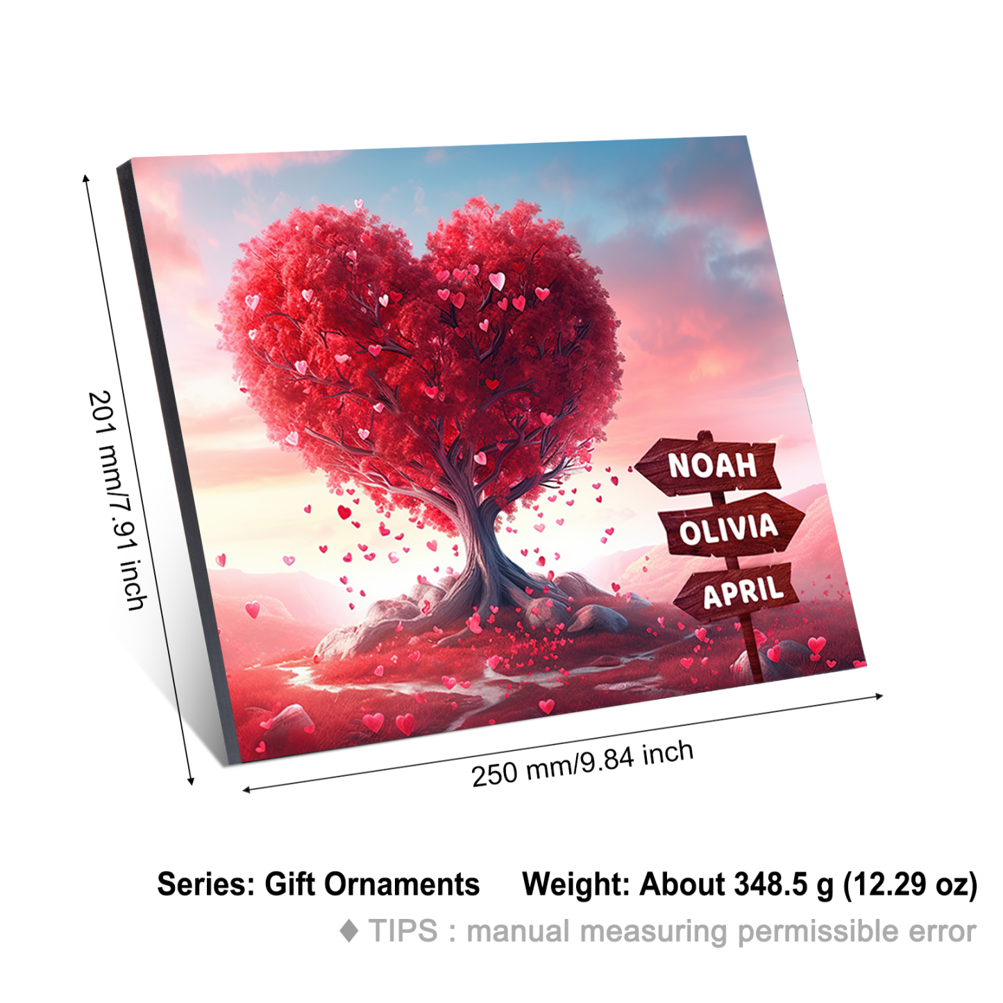 Personalised Cherry Tree Wooden Plaque Customized 2-5 Names Home Decoration Gift for Family | Jessemade