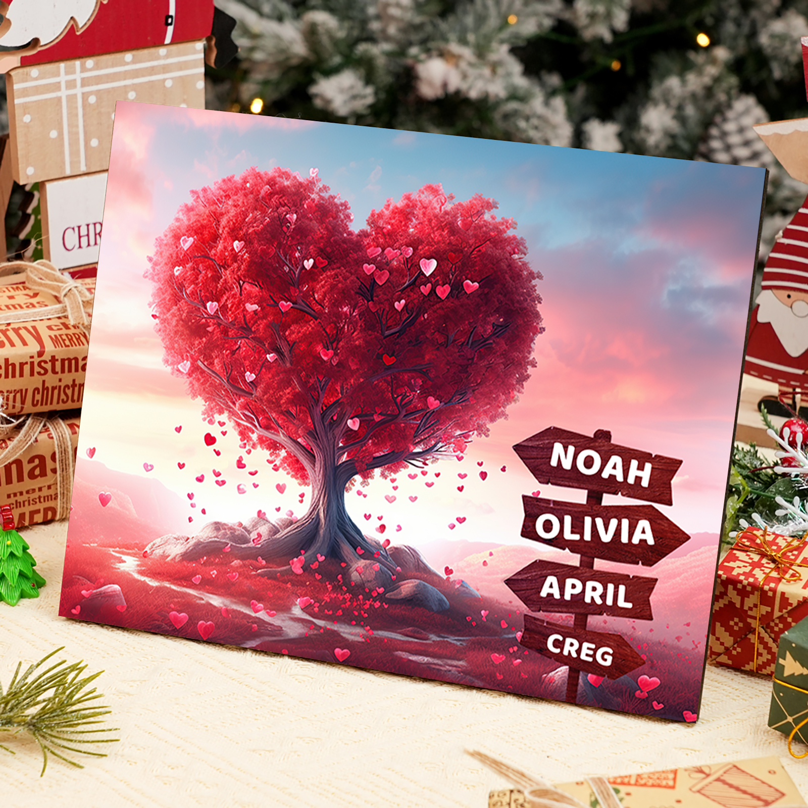 Personalised Cherry Tree Wooden Plaque Customized 2-5 Names Home Decoration Gift for Family | Jessemade