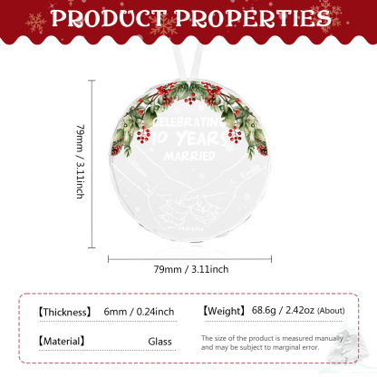 Personalised Glass Christmas Ornament – Custom Couple Keepsake with 2 Names &1 Text &1 Date – Romantic Christmas Gift for Her | Jessemade