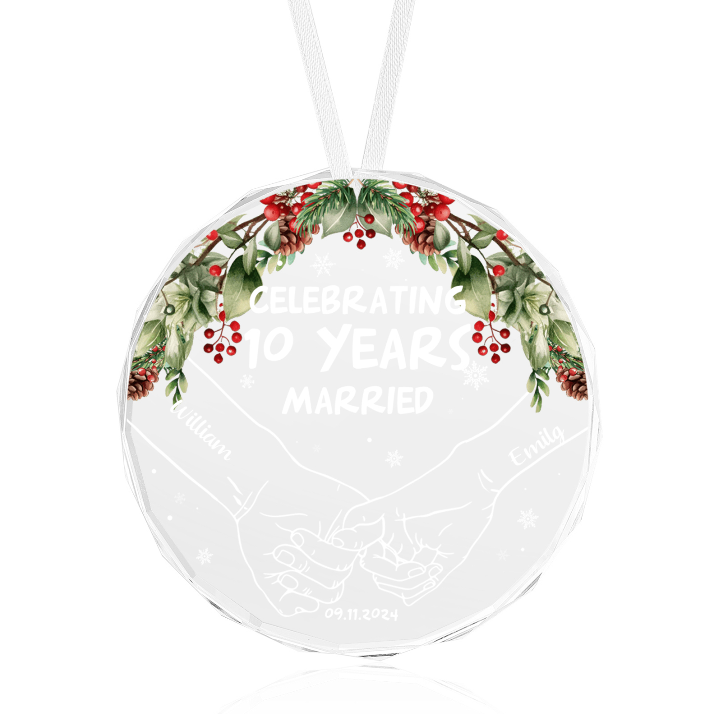 Personalised Glass Christmas Ornament – Custom Couple Keepsake with 2 Names &1 Text &1 Date – Romantic Christmas Gift for Her | Jessemade