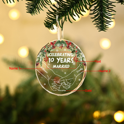 Personalised Glass Christmas Ornament – Custom Couple Keepsake with 2 Names &1 Text &1 Date – Romantic Christmas Gift for Her | Jessemade