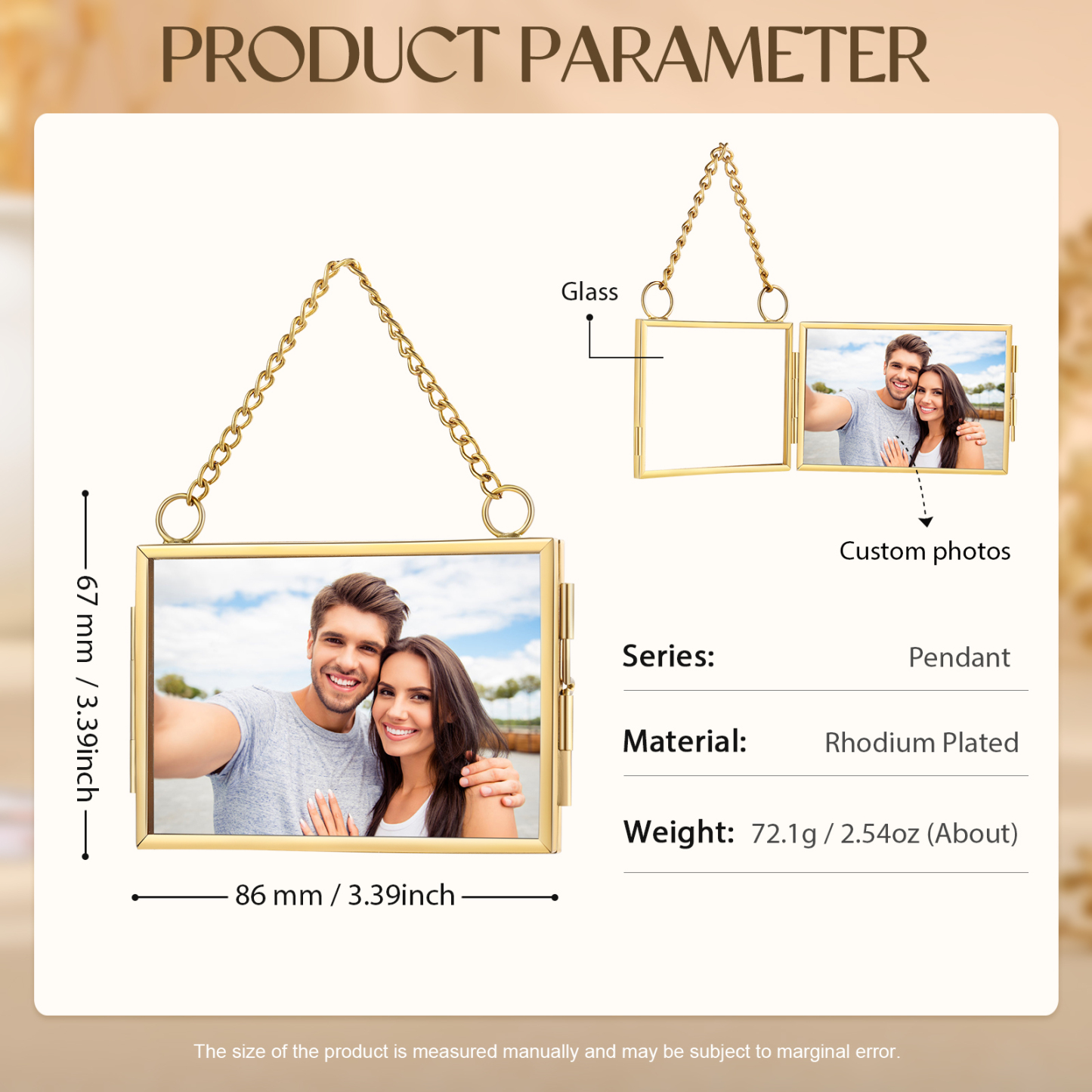 Personalized Mini Photo Ornament Openable Photo Frame Romantic Valentine's gift for Lover | Jessemade