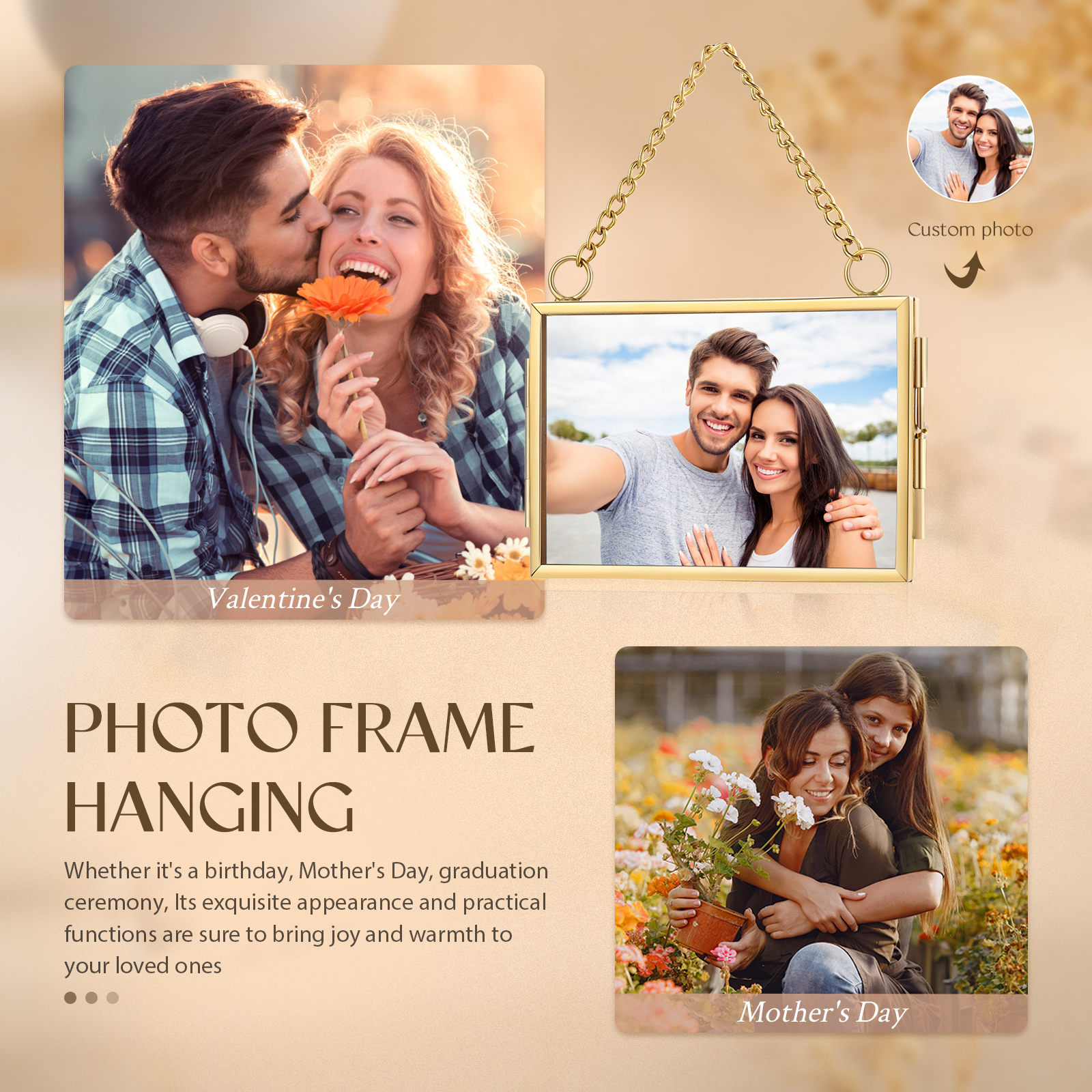 Personalized Mini Photo Ornament Openable Photo Frame Romantic Valentine's gift for Lover | Jessemade