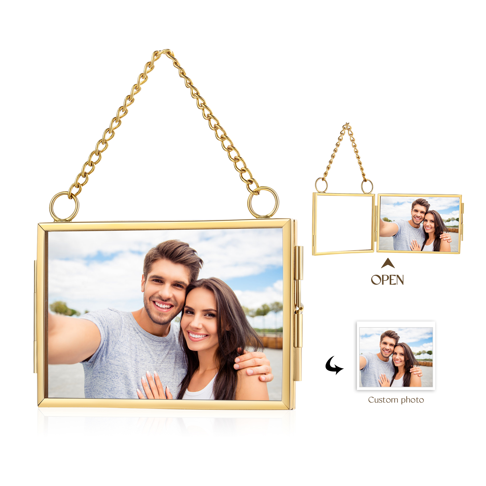 Personalized Mini Photo Ornament Openable Photo Frame Romantic Valentine's gift for Lover | Jessemade