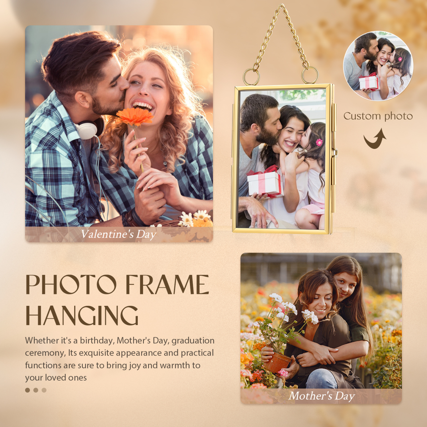 Personalized Mini Photo Ornament Openable Photo Frame Romantic Valentine's gift for Lover | Jessemade
