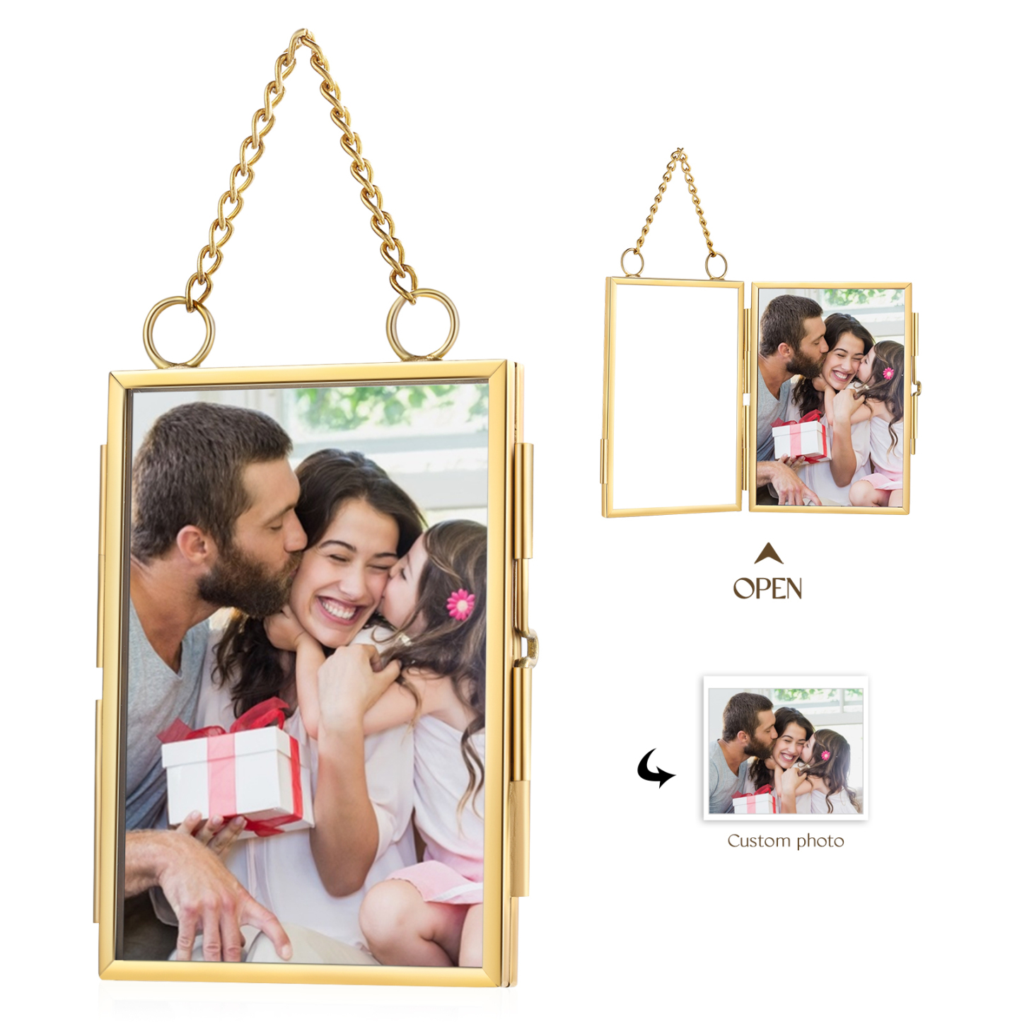 Personalized Mini Photo Ornament Openable Photo Frame Romantic Valentine's gift for Lover | Jessemade