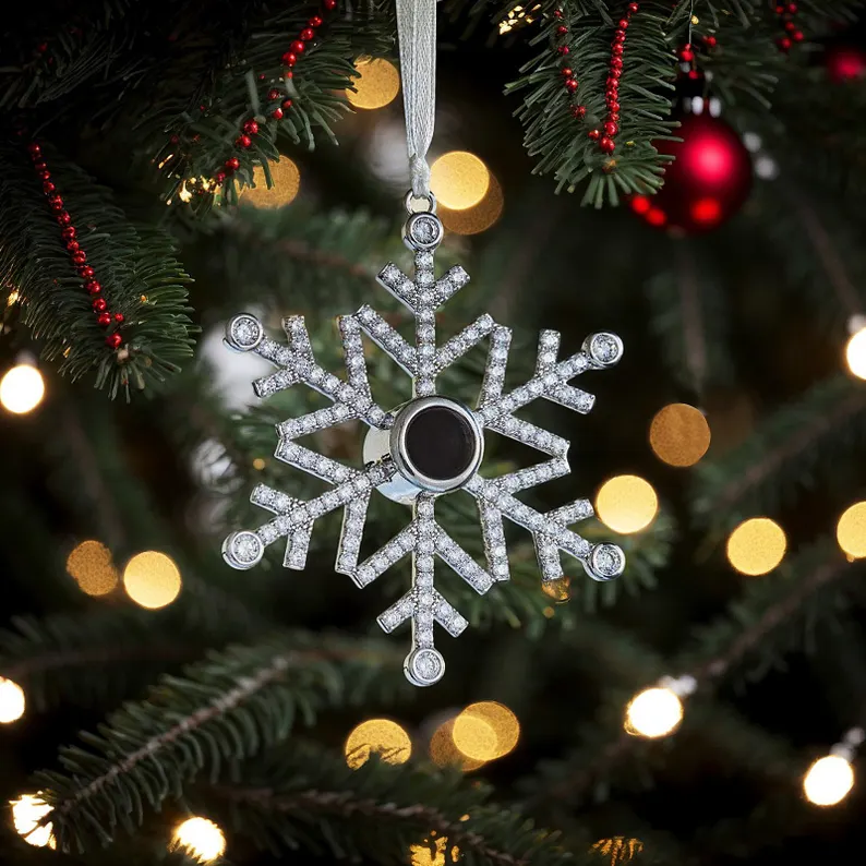Personalised Projection Snowflake Ornament - Custom Photo - Christmas Gift for Family | Jessemade