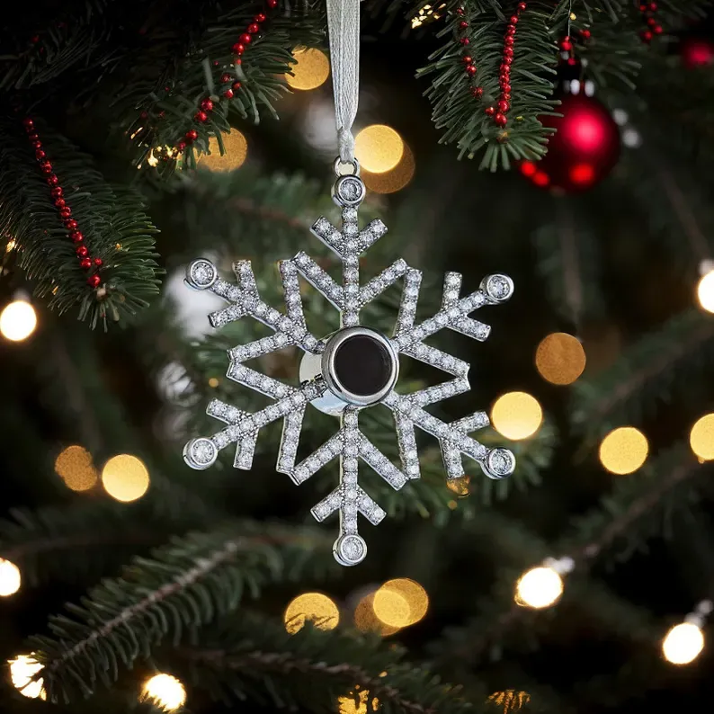 Personalised Projection Snowflake Ornament - Custom Photo - Christmas Gift for Family | Jessemade