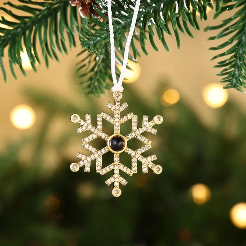 Personalised Projection Snowflake Ornament - Custom Photo - Christmas Gift for Family | Jessemade
