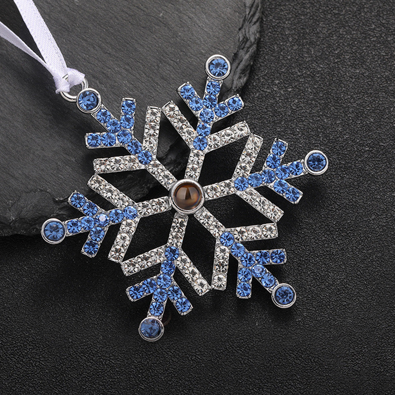 Personalized Photo Projection Blue/Pink Snowflake Christmas Ornament - Christmas Tree Pendant | Jessemade