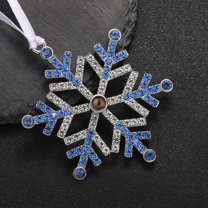 Personalized Photo Projection Blue/Pink Snowflake Christmas Ornament - Christmas Tree Pendant | Jessemade