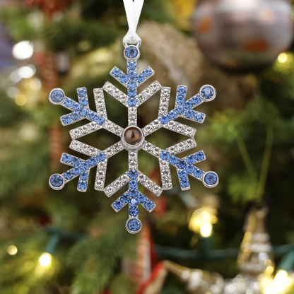 Personalized Photo Projection Blue/Pink Snowflake Christmas Ornament - Christmas Tree Pendant | Jessemade