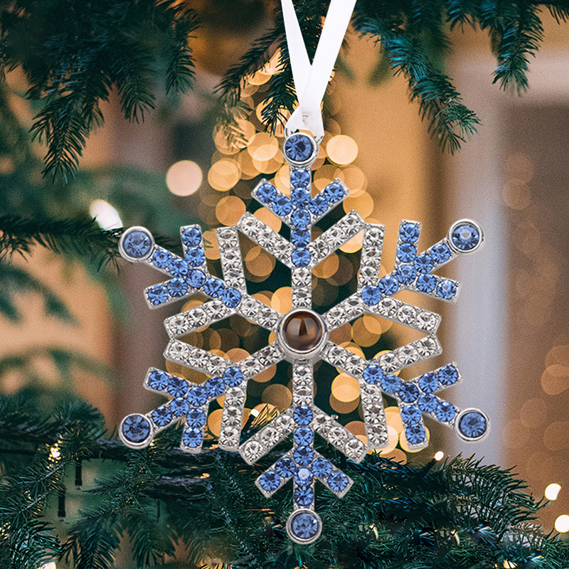 Personalized Photo Projection Blue/Pink Snowflake Christmas Ornament - Christmas Tree Pendant | Jessemade