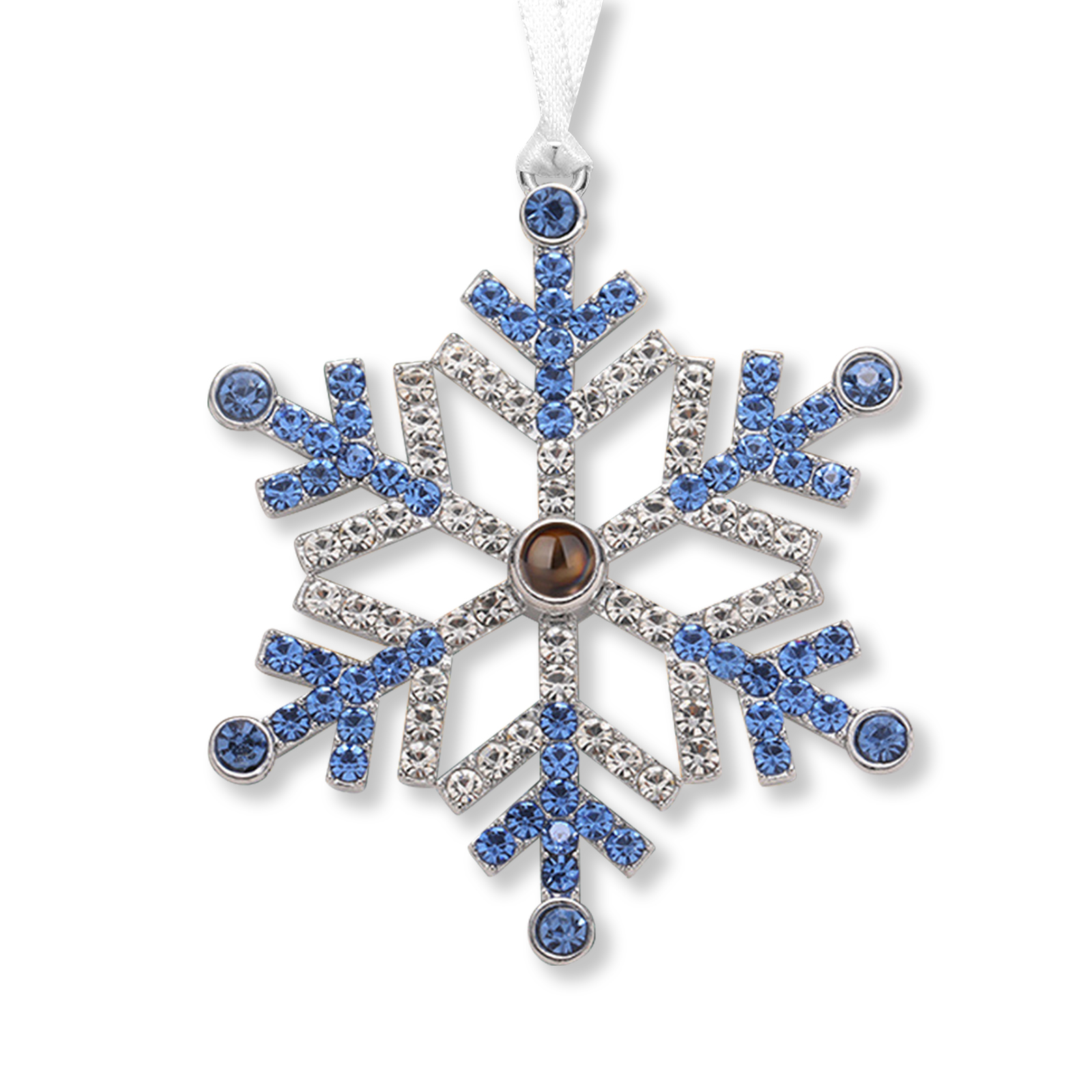 Personalized Photo Projection Blue/Pink Snowflake Christmas Ornament - Christmas Tree Pendant | Jessemade