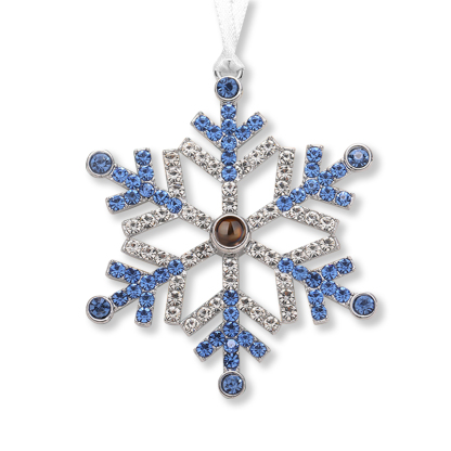 Personalized Photo Projection Blue/Pink Snowflake Christmas Ornament - Christmas Tree Pendant | Jessemade