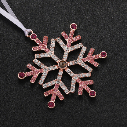 Personalized Photo Projection Blue/Pink Snowflake Christmas Ornament - Christmas Tree Pendant | Jessemade