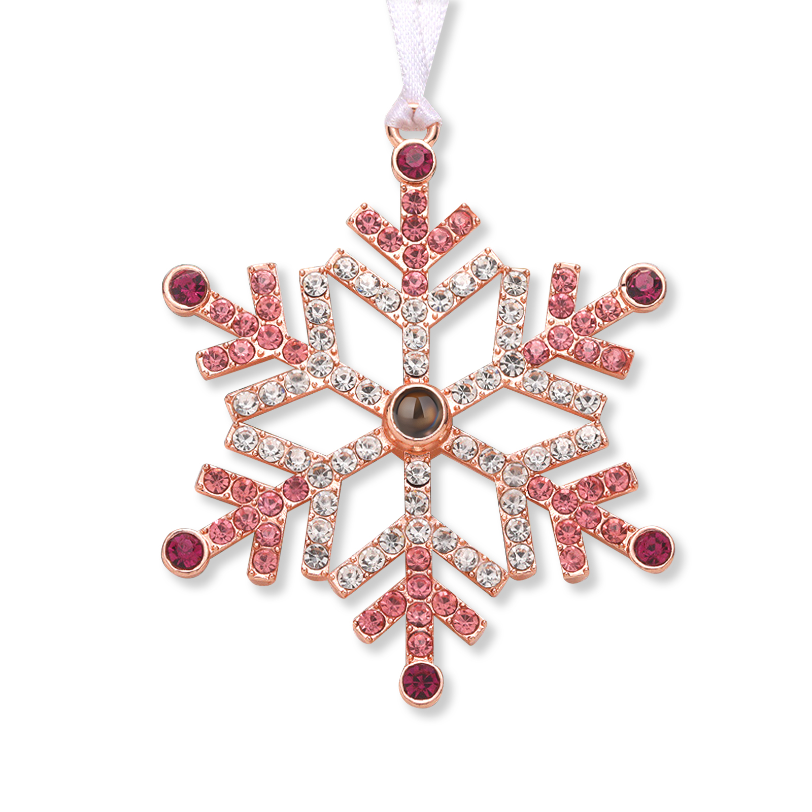 Personalized Photo Projection Blue/Pink Snowflake Christmas Ornament - Christmas Tree Pendant | Jessemade