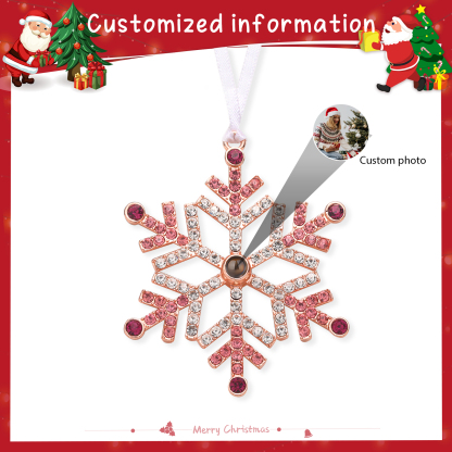 Personalized Photo Projection Blue/Pink Snowflake Christmas Ornament - Christmas Tree Pendant | Jessemade