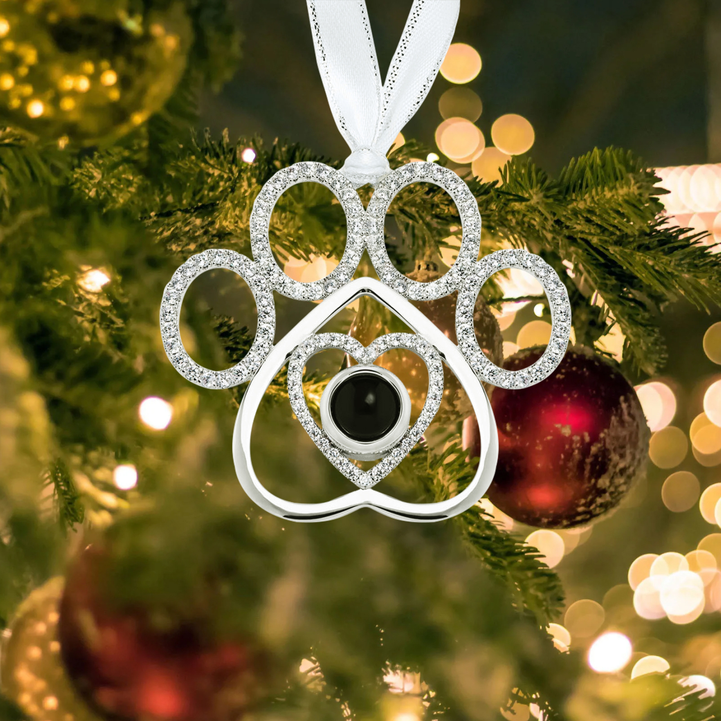 Personalized Dog Paw Photo Projection Ornament – Heartfelt Christmas Gift for Family | Jessemade