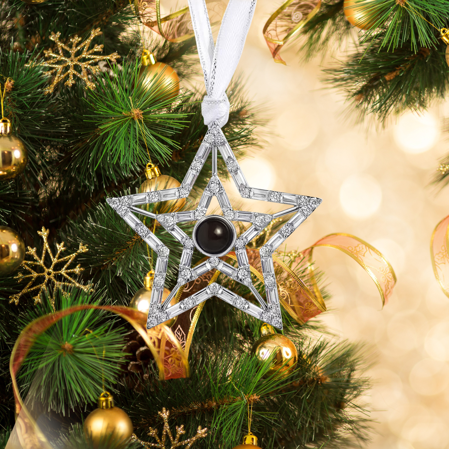 Personalized Double-Layer Star Photo Projection Ornament – A Memorable Christmas Gift for Family | Jessemade