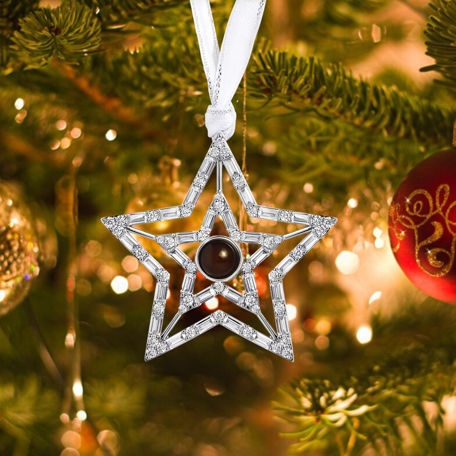 Personalized Double-Layer Star Photo Projection Ornament – A Memorable Christmas Gift for Family | Jessemade
