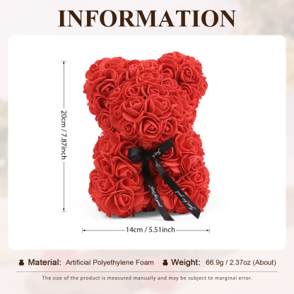 Rose Teddy Bear Artificial Flowers Rose Bear Teddy Decor Gift for Valentines Day Gift for Couple | Jessemade