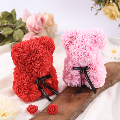 Rose Teddy Bear Artificial Flowers Rose Bear Teddy Decor Gift for Valentines Day Gift for Couple | Jessemade