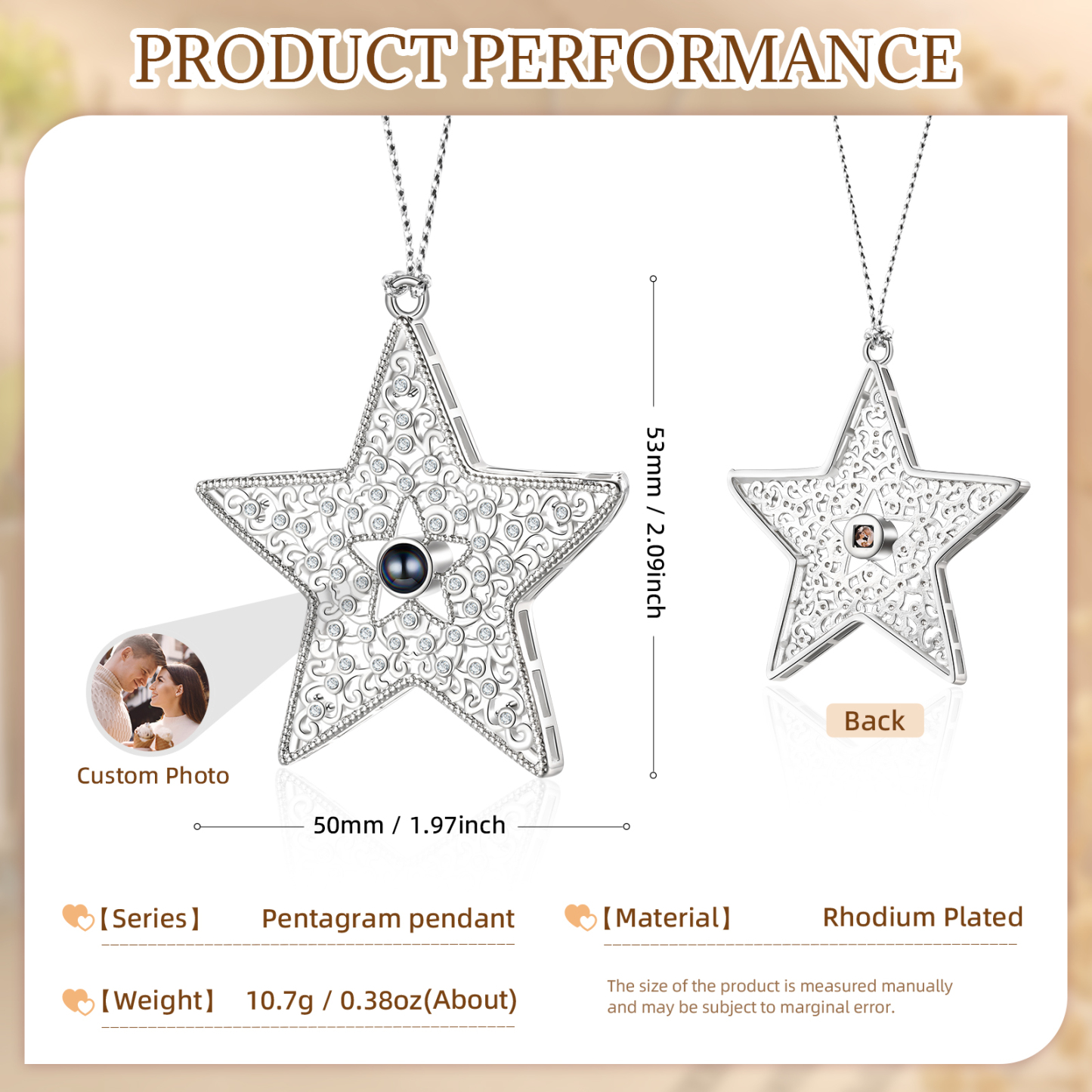 Personalised Star Photo Projection Ornament - Valentine’s Day Gift for Him/Her | Jessemade