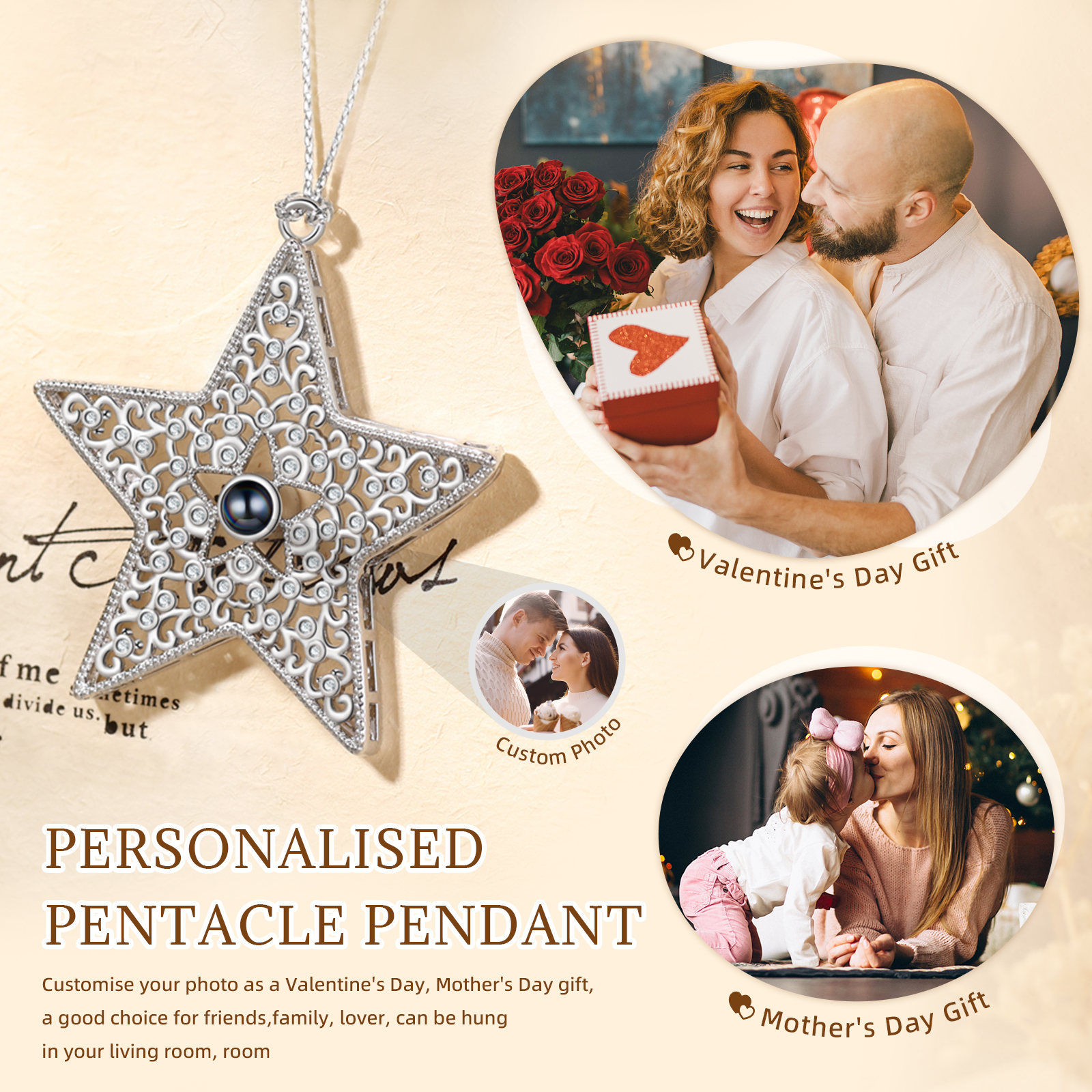 Personalised Star Photo Projection Ornament - Valentine’s Day Gift for Him/Her | Jessemade