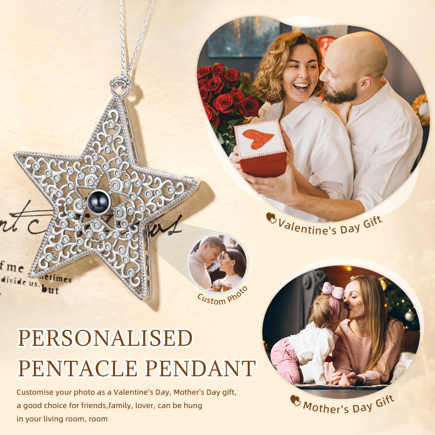 Personalised Star Photo Projection Ornament - Valentine’s Day Gift for Him/Her | Jessemade