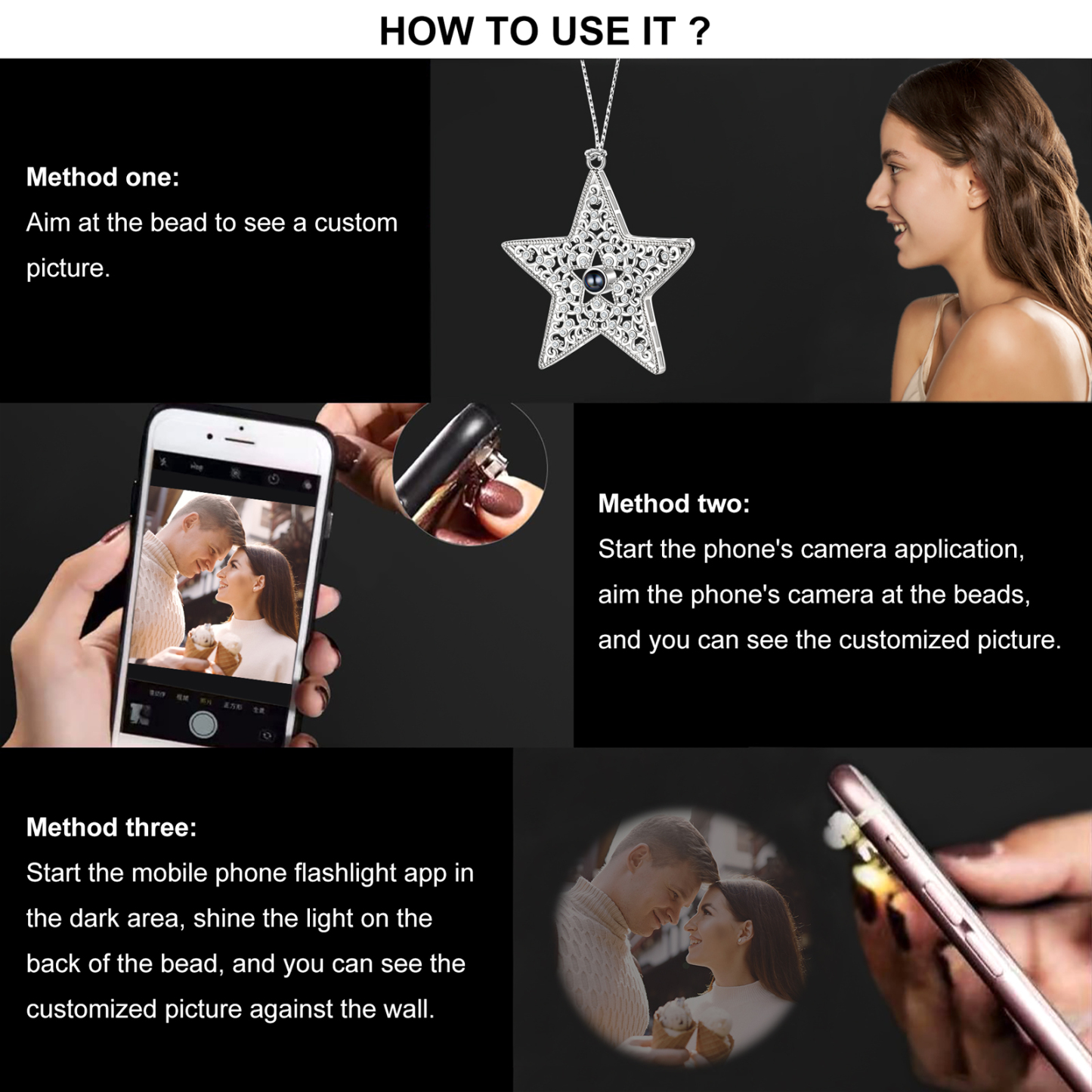 Personalised Star Photo Projection Ornament - Valentine’s Day Gift for Him/Her | Jessemade