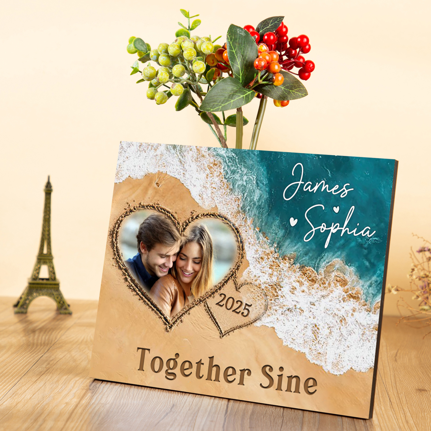 Personalized Wooden Ornaments - Customized Photos, Years & Names Home decoration Valentine's Gift for Couples | Jessemade