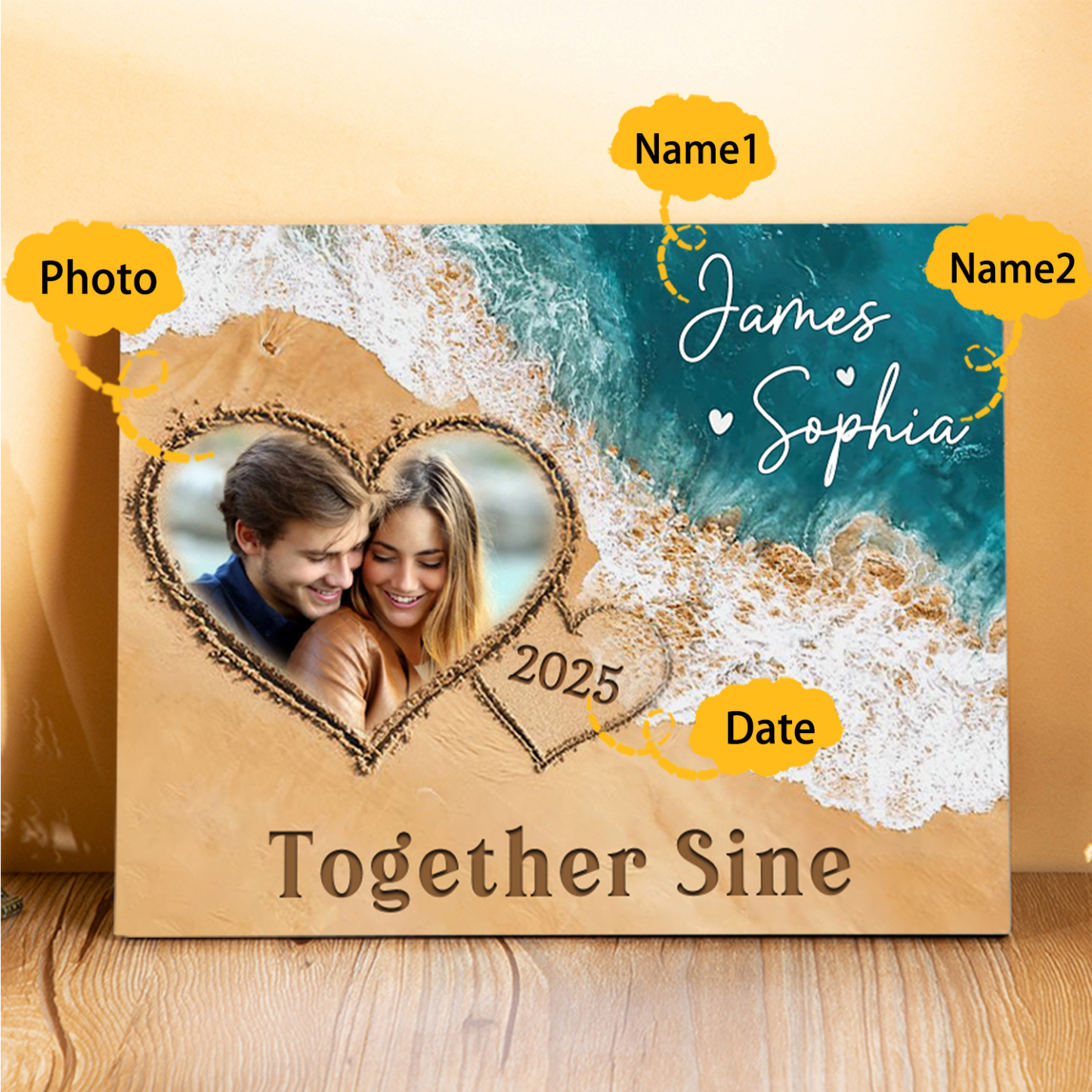 Personalized Wooden Ornaments - Customized Photos, Years & Names Home decoration Valentine's Gift for Couples | Jessemade