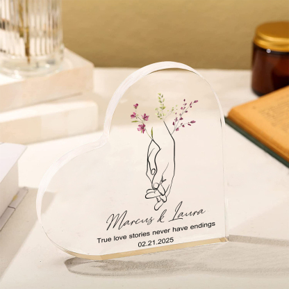 Personalised Heart-Shaped Acrylic Ornament - Customized 2 Names & 1 Date & & 1 Text, Home Decoration, Valentine’s Day Gift for Him | Jessemade