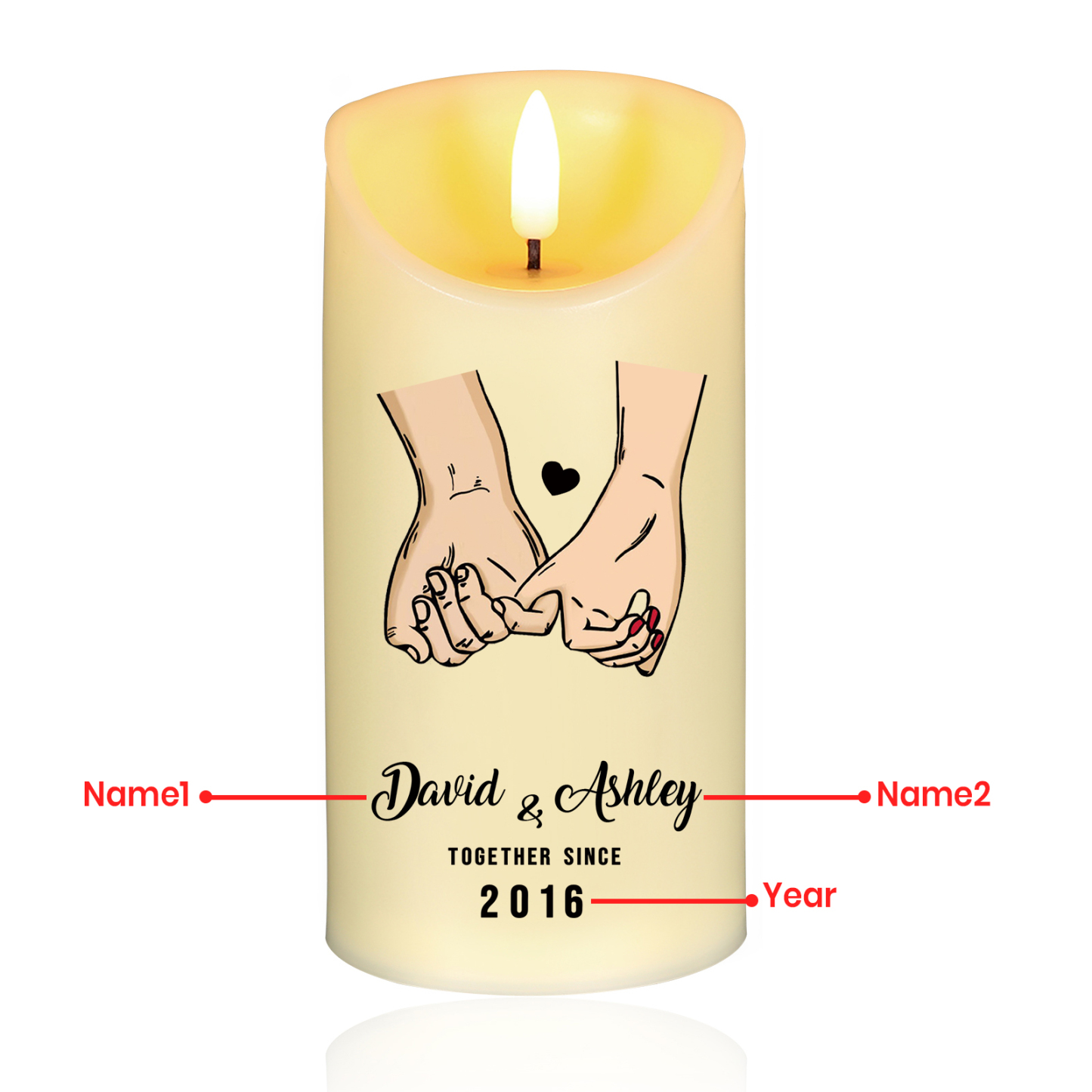 [Copy]Personalised LED Candle with Custom 2 Names – "To My Love, The Day I Met You, I Found My Missing Piece" -Valentine’s Day Gift for Him/Her | Jessemade