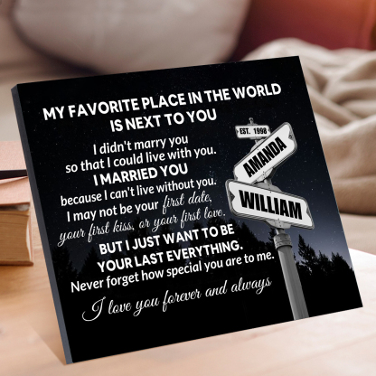 Personalised Wooden Ornament –  with Custom Names and Date - "My Favourite Place in the World Is Next to You" | Valentine’s Day Gift for Him/Her | Jessemade