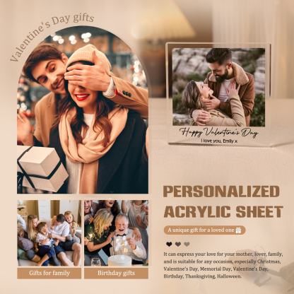 Personalised Acrylic Ornament – Custom Photo & “Happy Valentine’s Day” Design with Romantic Text – Valentine’s Day Gift for Her | Jessemade