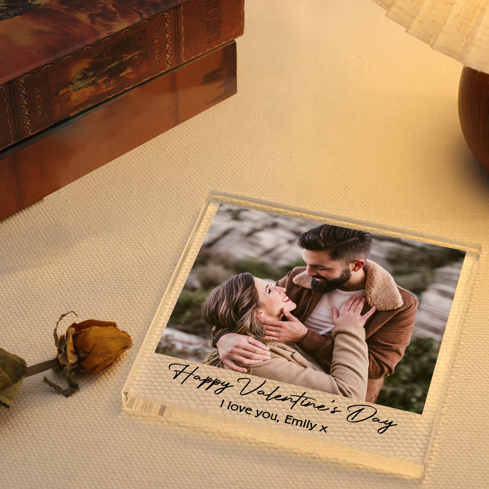 Personalised Acrylic Ornament – Custom Photo & “Happy Valentine’s Day” Design with Romantic Text – Valentine’s Day Gift for Her | Jessemade