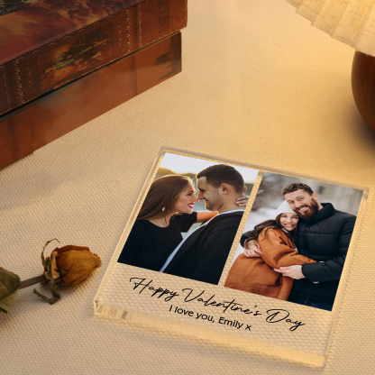 Personalised Acrylic Ornament – Custom 2 Photos & “Happy Valentine’s Day” Design with Romantic Text – Valentine’s Day Gift for Her | Jessemade