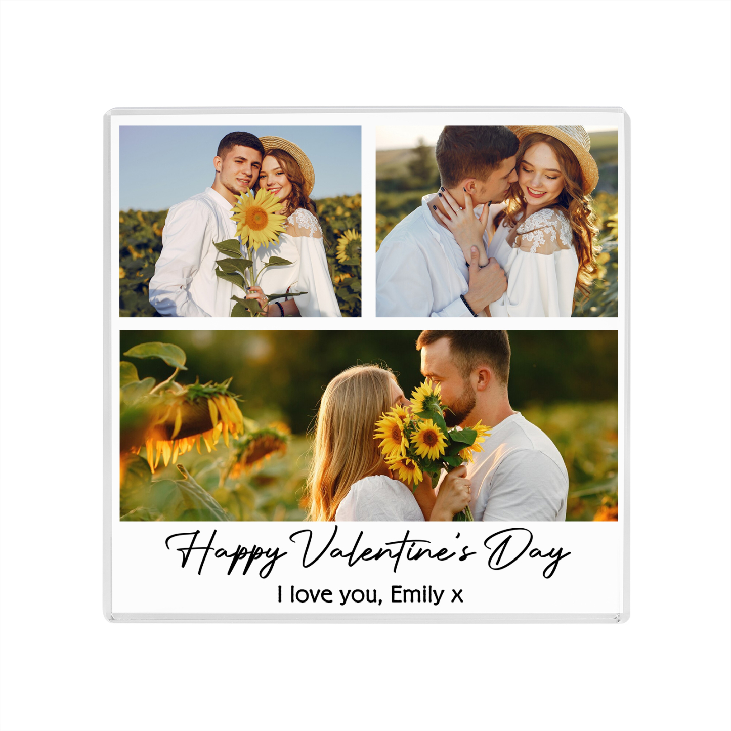 Personalised Acrylic Ornament – Custom 3 Photos & “Happy Valentine’s Day” Design with Romantic Text – Valentine’s Day Gift for Her | Jessemade