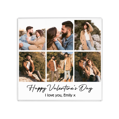 Personalised Acrylic Ornament – Custom 6 Photos & “Happy Valentine’s Day” Design with Romantic Text – Valentine’s Day Gift for Her | Jessemade