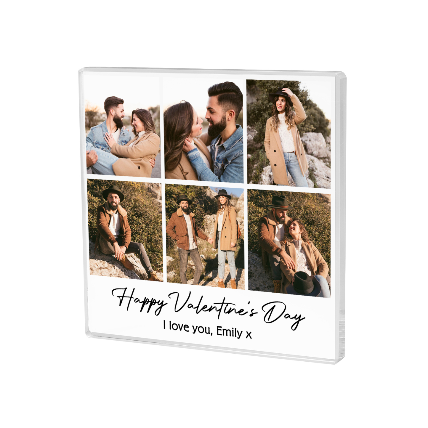 Personalised Acrylic Ornament – Custom 6 Photos & “Happy Valentine’s Day” Design with Romantic Text – Valentine’s Day Gift for Her | Jessemade