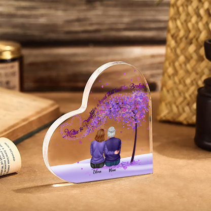 Personalized Heart Shaped Acrylic Plaque Mother and Daughters A Bond That Cant Be Broken Gift for Mom | Jessemade