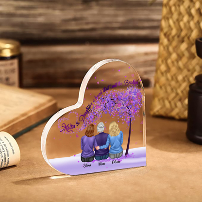 Personalized Heart Shaped Acrylic Plaque Mother and Daughters A Bond That Cant Be Broken Gift for Mom | Jessemade