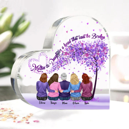 Personalized Heart Shaped Acrylic Plaque Mother and Daughters A Bond That Cant Be Broken Gift for Mom | Jessemade