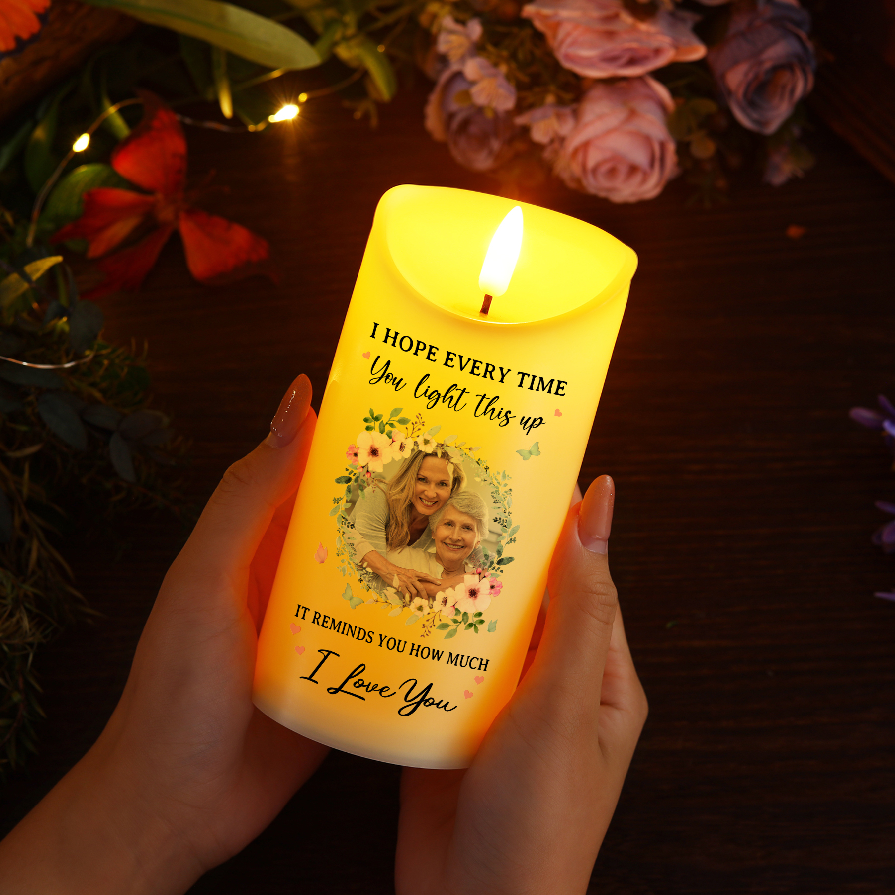 Personalized LED Candle Custom 1 Photo I Hope Every Time You Light This Up Gift for Grandparents | Jessemade