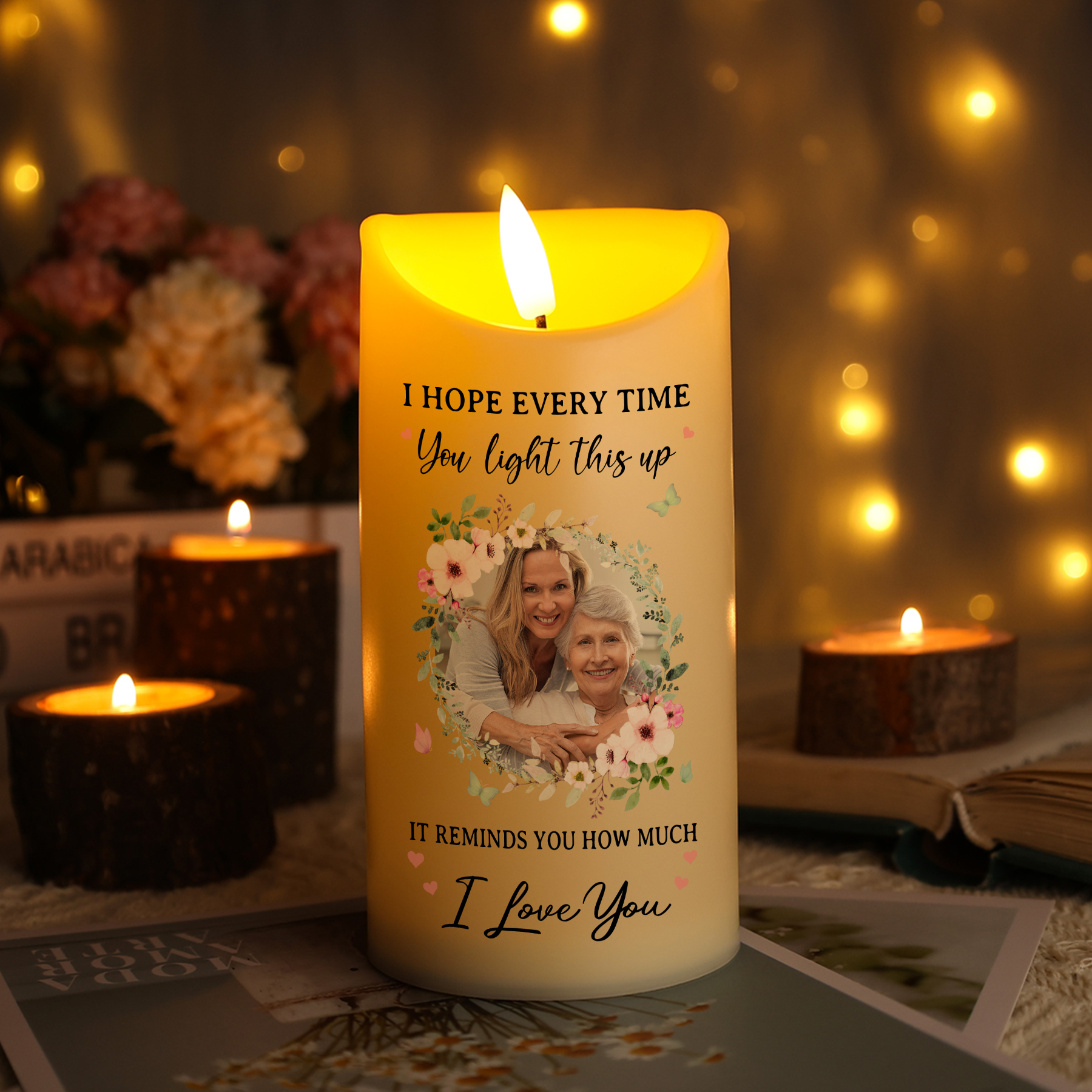 Personalized LED Candle Custom 1 Photo I Hope Every Time You Light This Up Gift for Grandparents | Jessemade